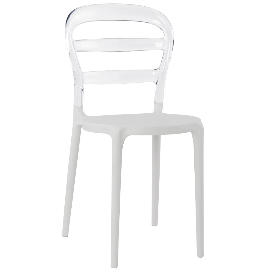 Chaise design ´BARO´ blanche et transparente en matière plastique