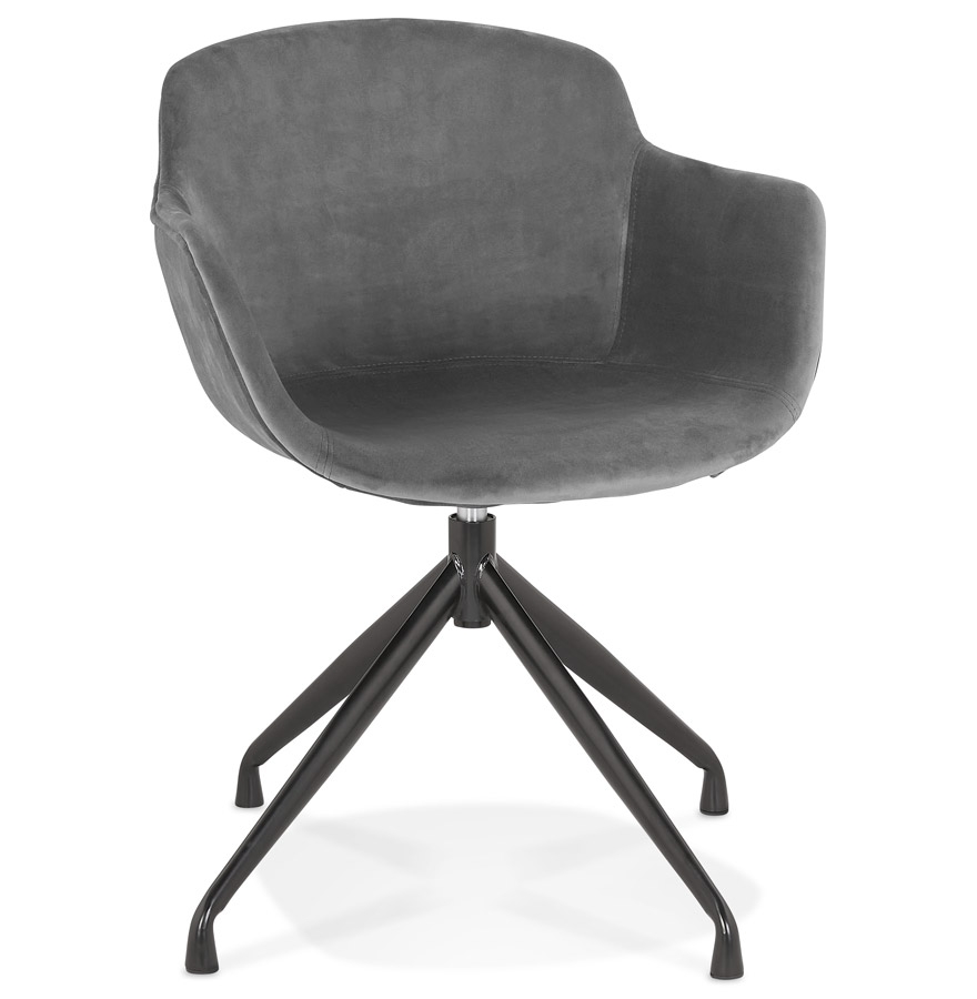 Chaise design avec accoudoirs 'GRAPIN' en velours gris vue1