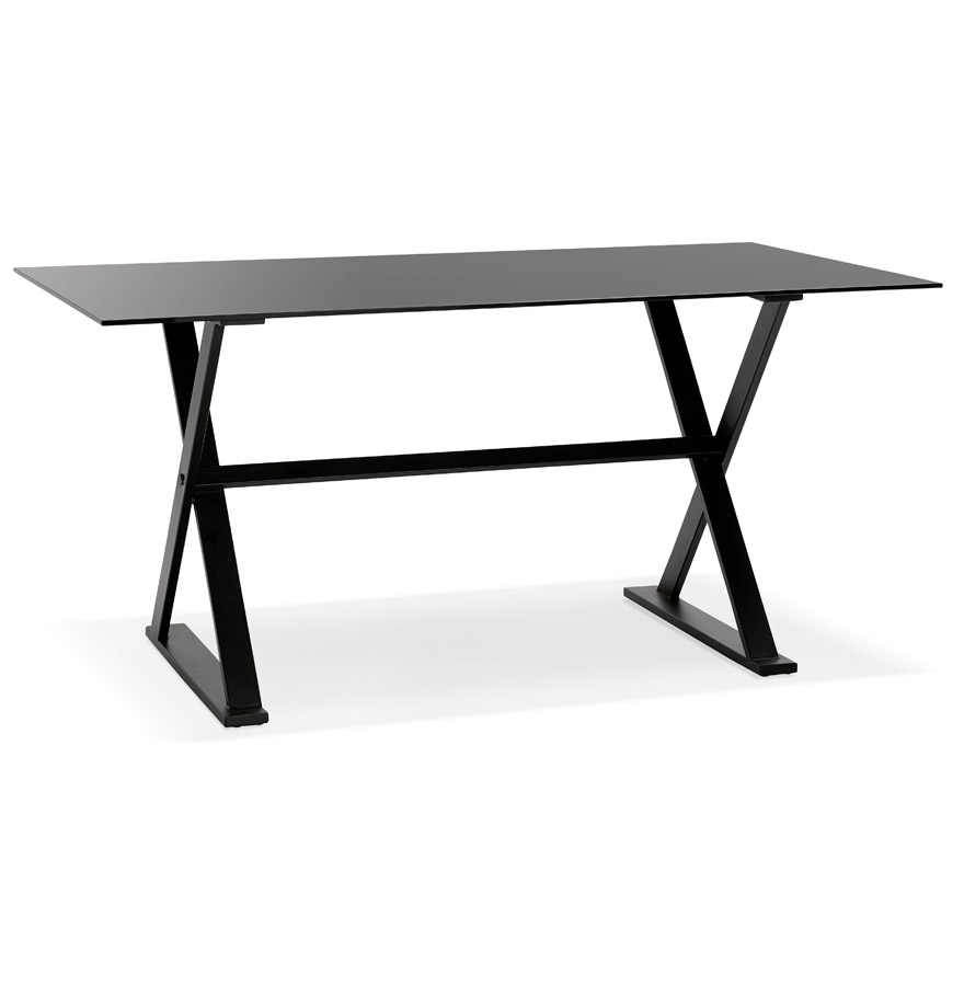 Table à diner / bureau design ´HAVANA´ en verre noir - 160x80 cm