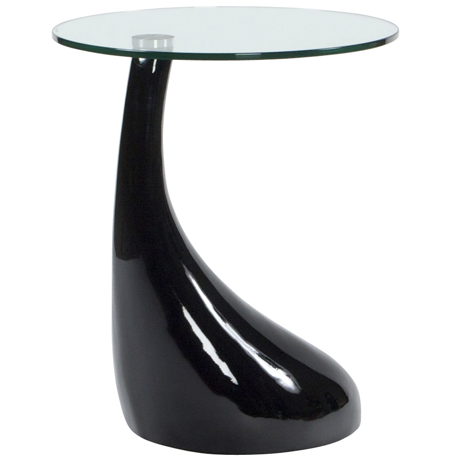 Table d´appoint ´KOMA´ design en verre et pied noir