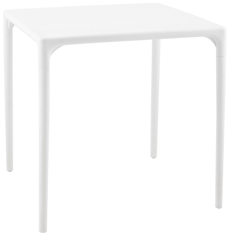 Table d'appoint en polycarbonate, utilisable à l'extérieur.