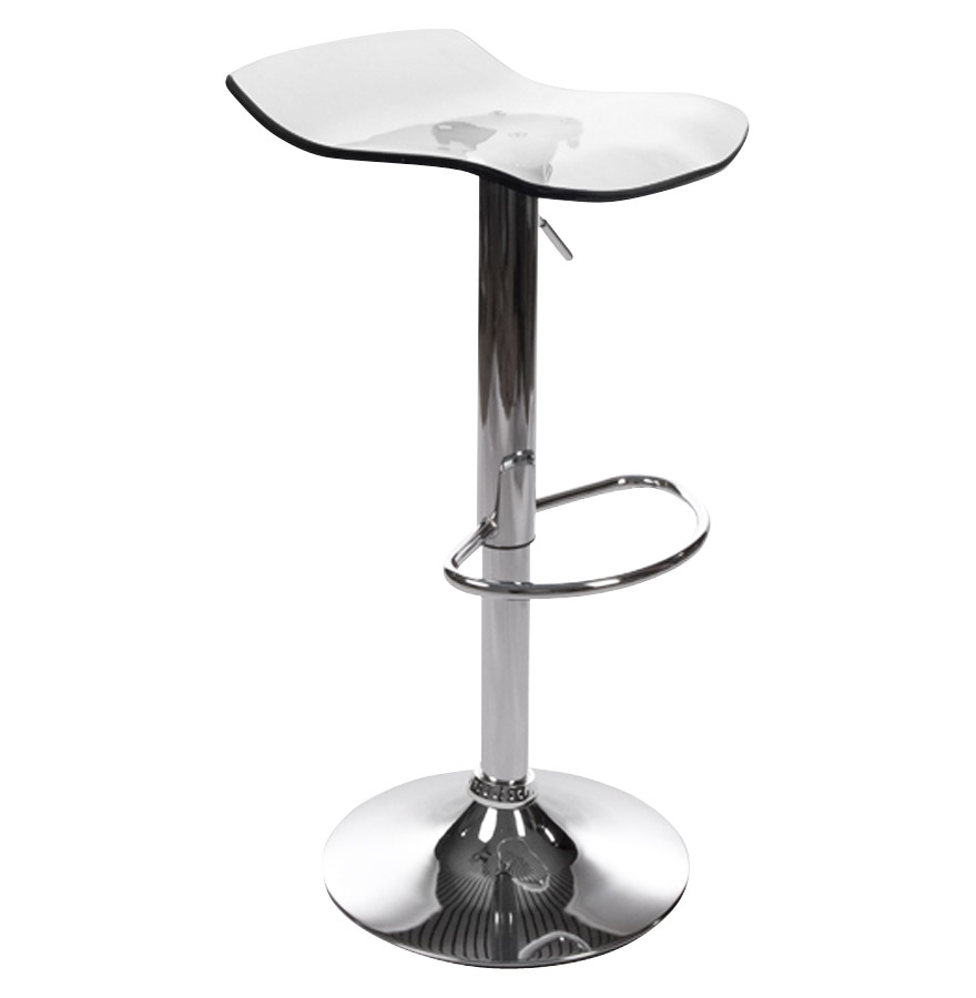 Tabouret de bar design 'LEO' en plexiglas gris fumé Tabouret de bar design 'LEO' en plexiglas gris fumé