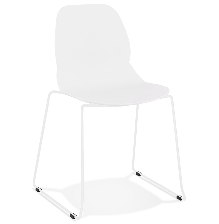 Chaise design ´NUMERIK´ blanche avec pieds en métal blanc