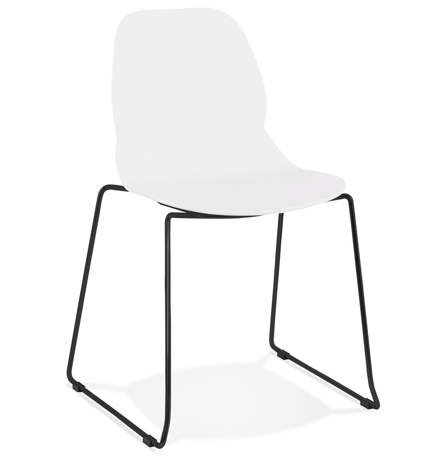 Chaise design ´NUMERIK´ blanche avec pieds en métal noir