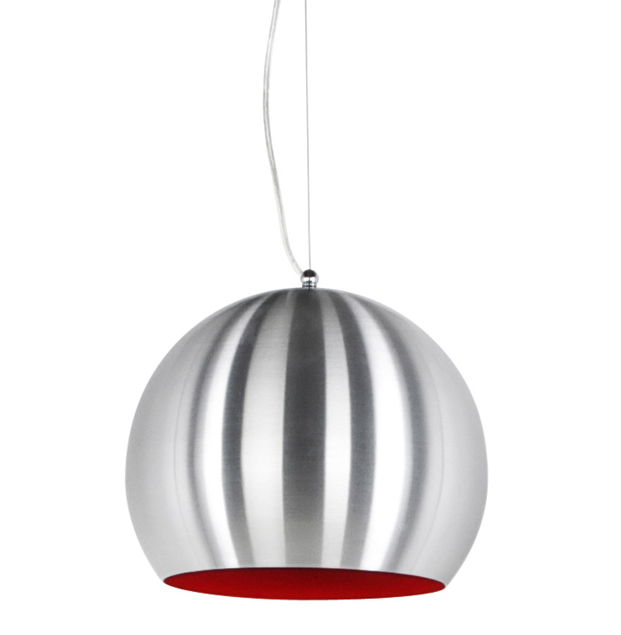 Suspension 'POGO' boule design en aluminium brossé et intérieur Suspension 'POGO' boule design en aluminium brossé et intérieur