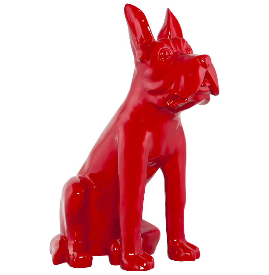 Statue déco ´PUPPY´ chien en polyrésine rouge