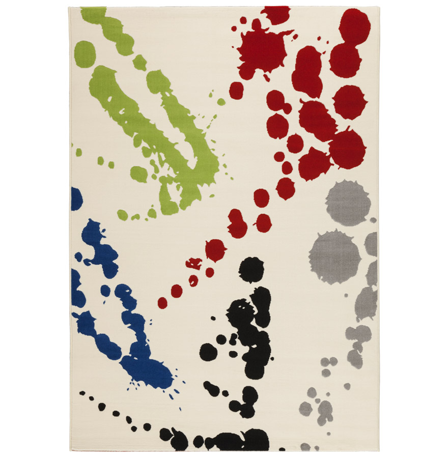 Tableau dart abstrait pour votre sol, ce tapis très coloré est idéal pour votre salon.