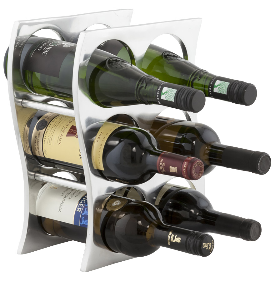Porte-bouteilles en aluminium, production artisanale.