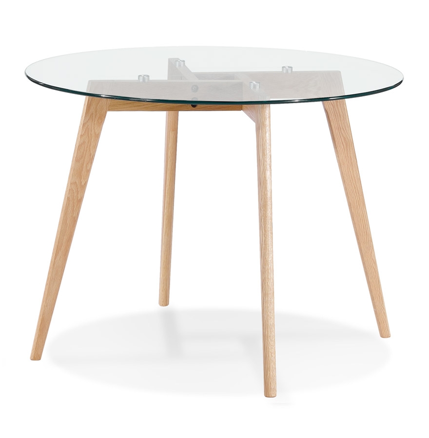 Petite table à diner ronde 'ANGELA' en verre transparent - Ø 100 cm vue1