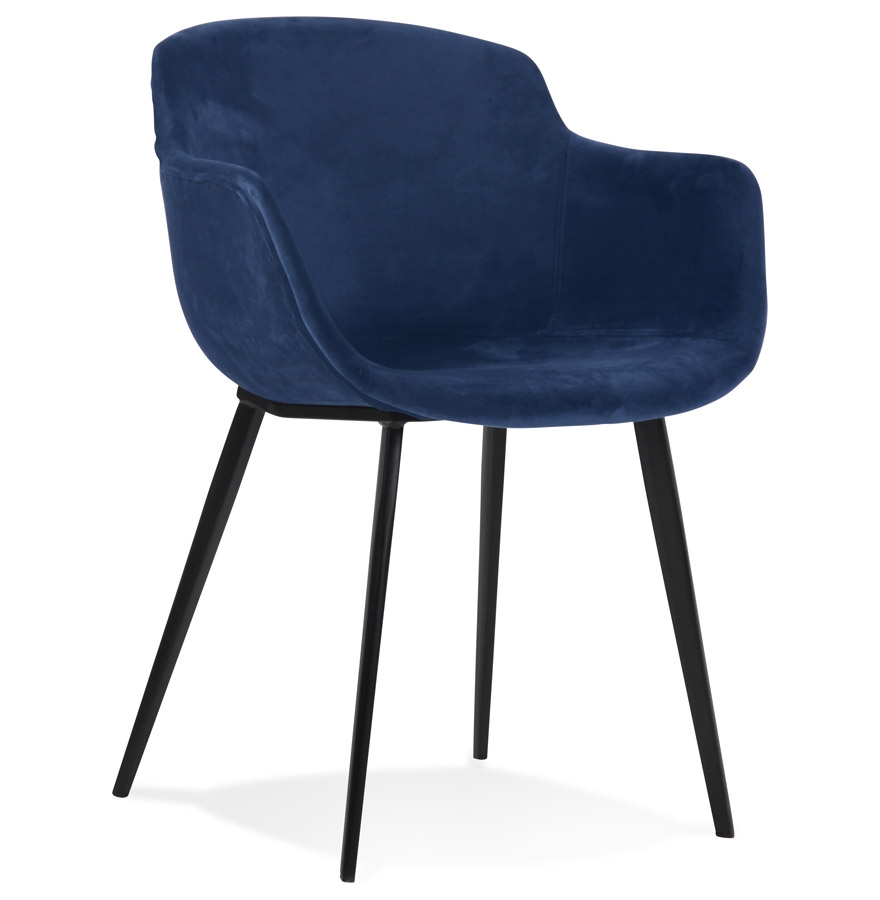 chaise avec accoudoirs 'armada' en velours bleu