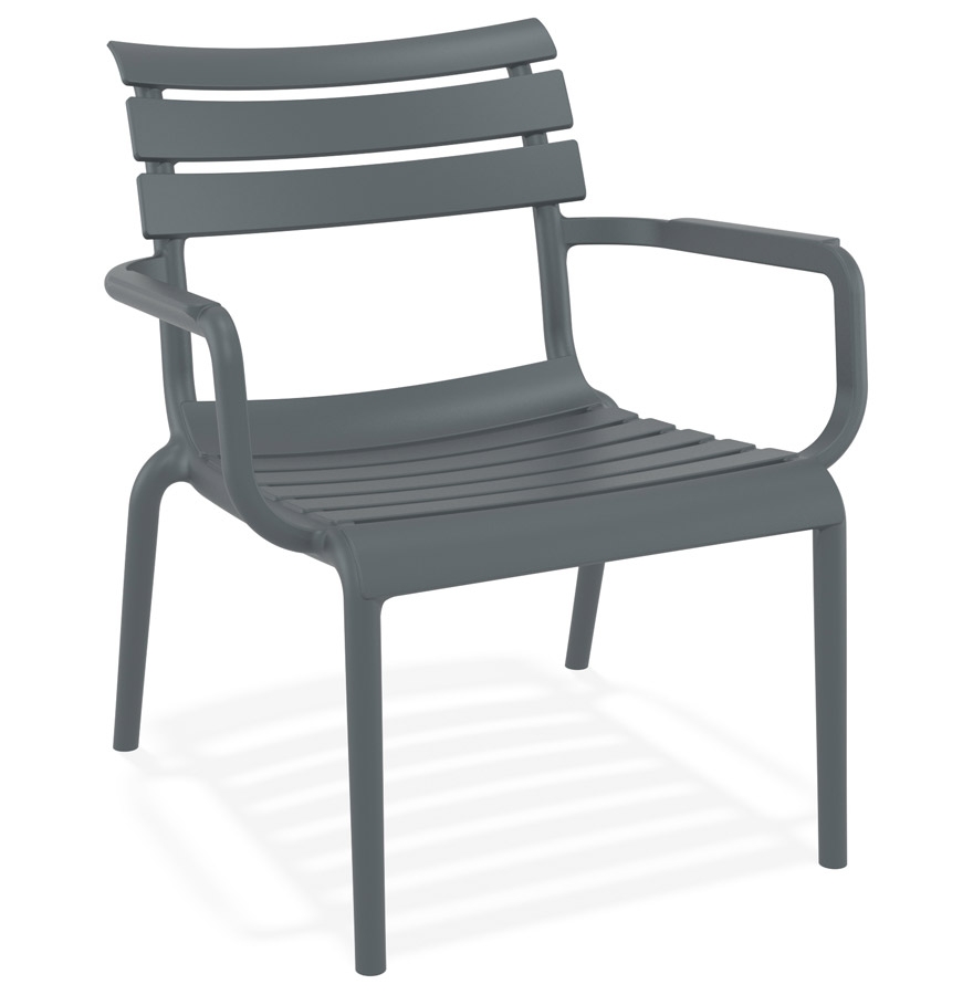 chaise de jardin avec accoudoirs 'aroma' grise foncé en matière plastique