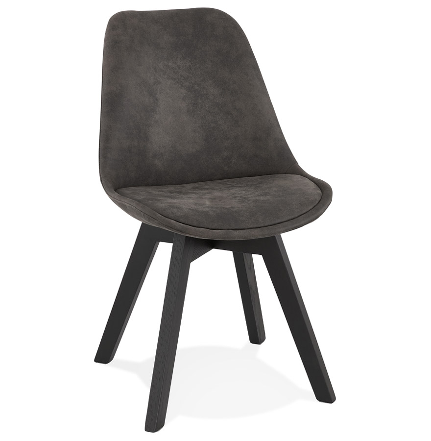 Chaise en microfibre grise 'AXEL' avec structure en bois noir vue1