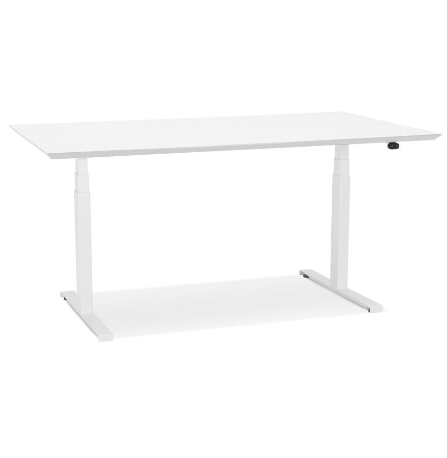 Bureau assis-debout électrique 'BIONIK'avec plateau en bois et métal blanc - 150x70 cm vue1