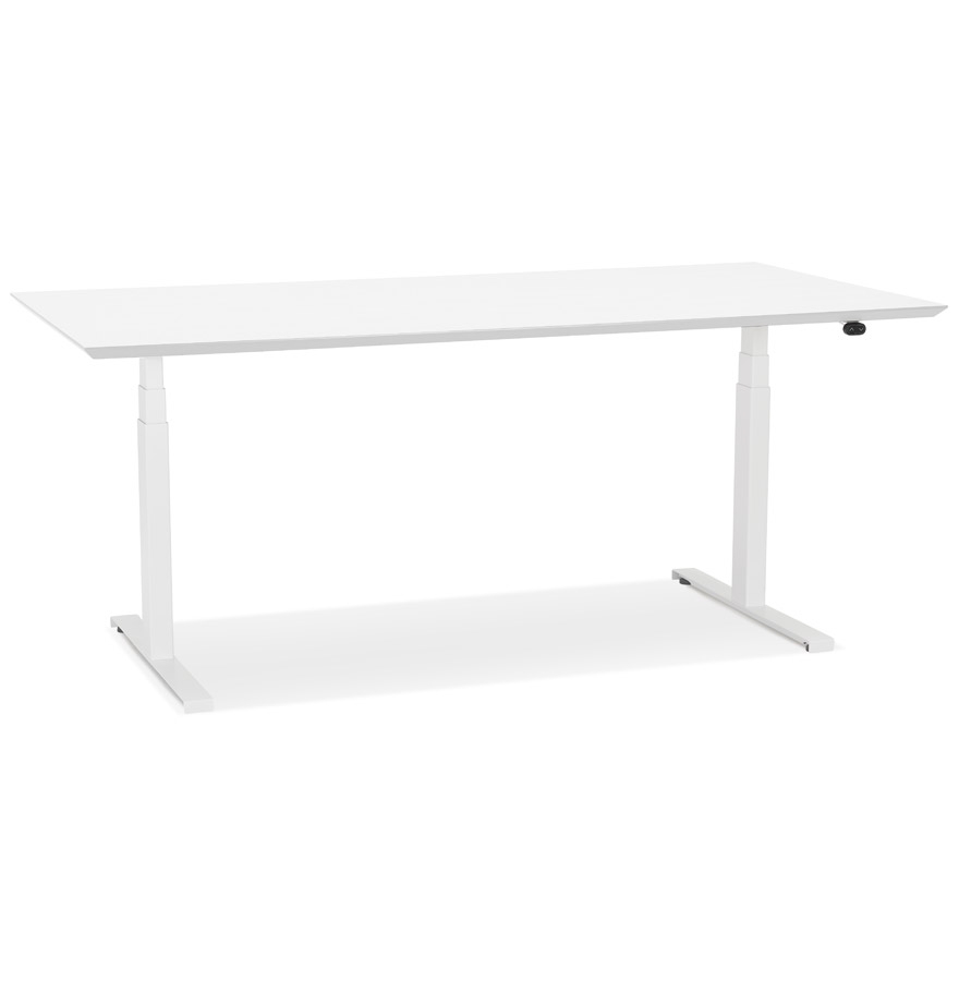 Bureau assis-debout électrique 'BIONIK'avec plateau en bois et métal blanc - 180x90 cm vue1
