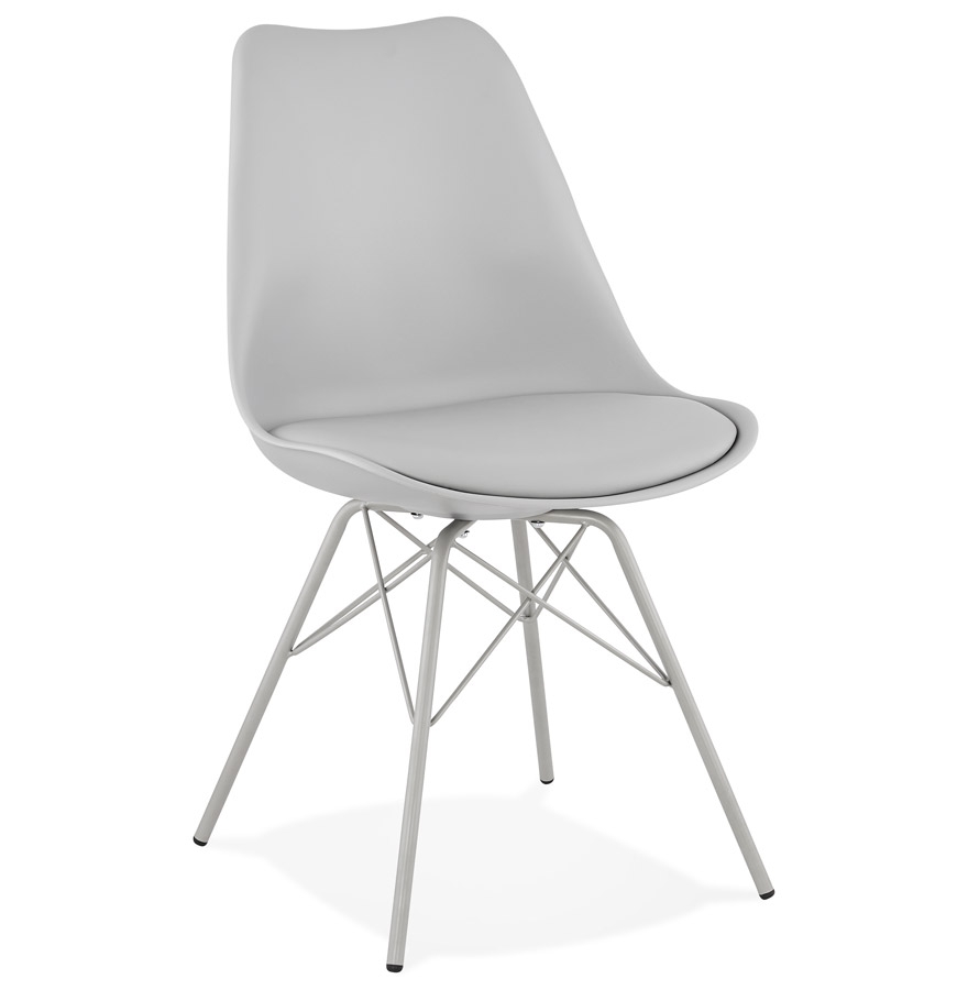 Chaise design 'BYBLOS' grise style industriel vue1