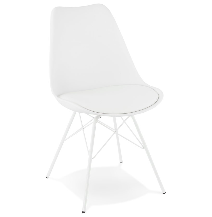 Chaise design 'BYBLOS' blanche style industriel vue1