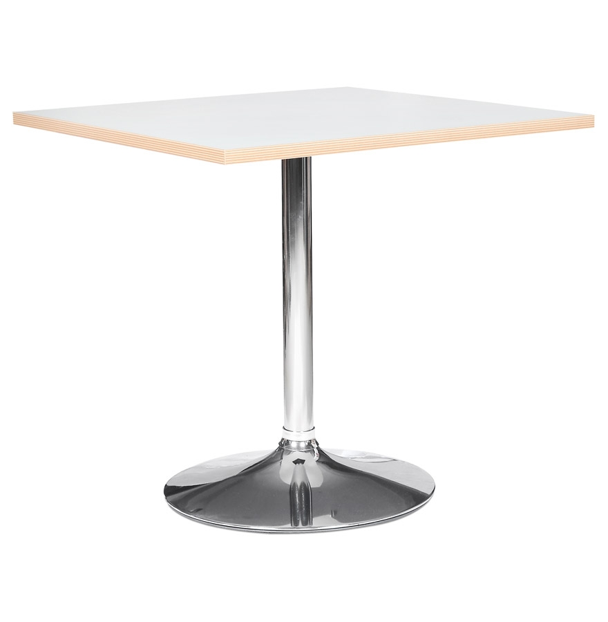 Table carrée 'CASTO SQUARE' blanche et pied chromé - 80x80 cm vue1