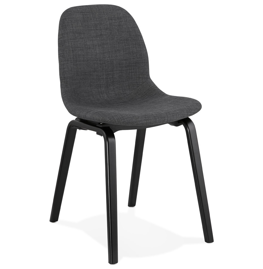 Chaise de salle à manger 'CELTIK' en tissu gris et pieds en bois noir vue1