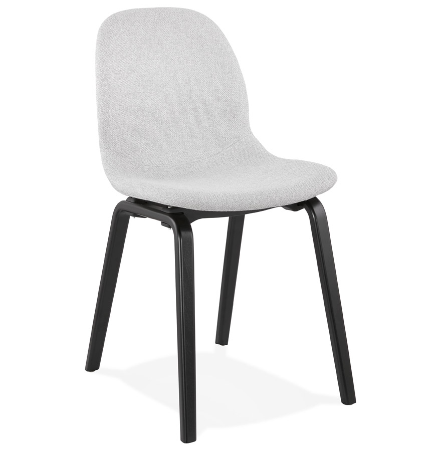 Chaise de salle à manger 'CELTIK' en tissu gris clair et pieds en bois noir vue1