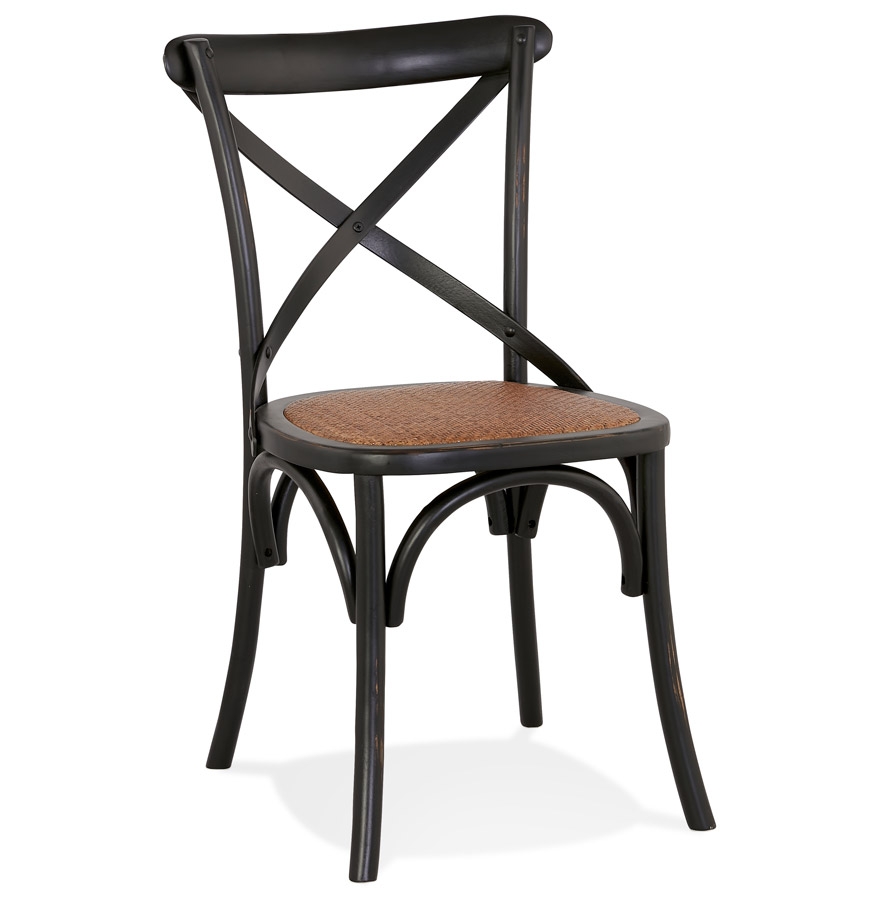 Chaise de cuisine rétro 'CHABLY' en bois noir - commande par 2 pièces / prix pour 1 pièce vue1