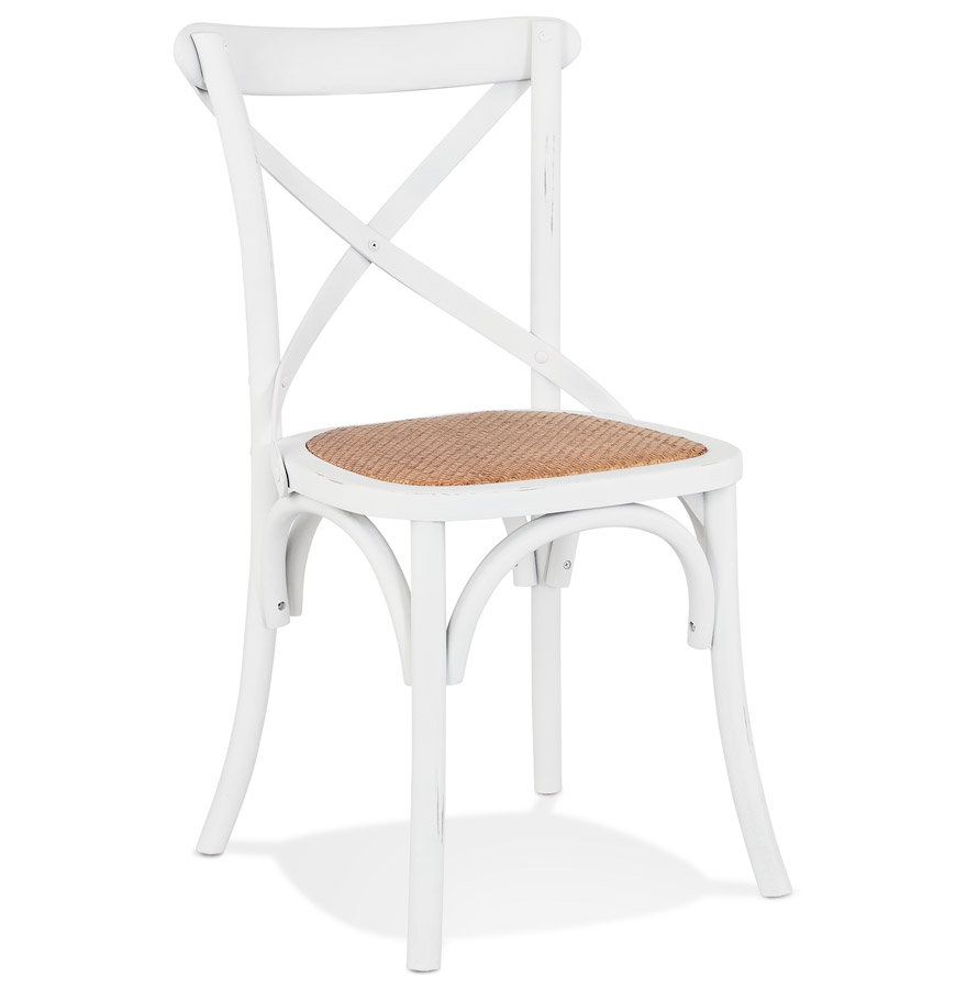 Chaise de cuisine rétro 'CHABLY' en bois blanc - commande par 2 pièces / prix pour 1 pièce vue1