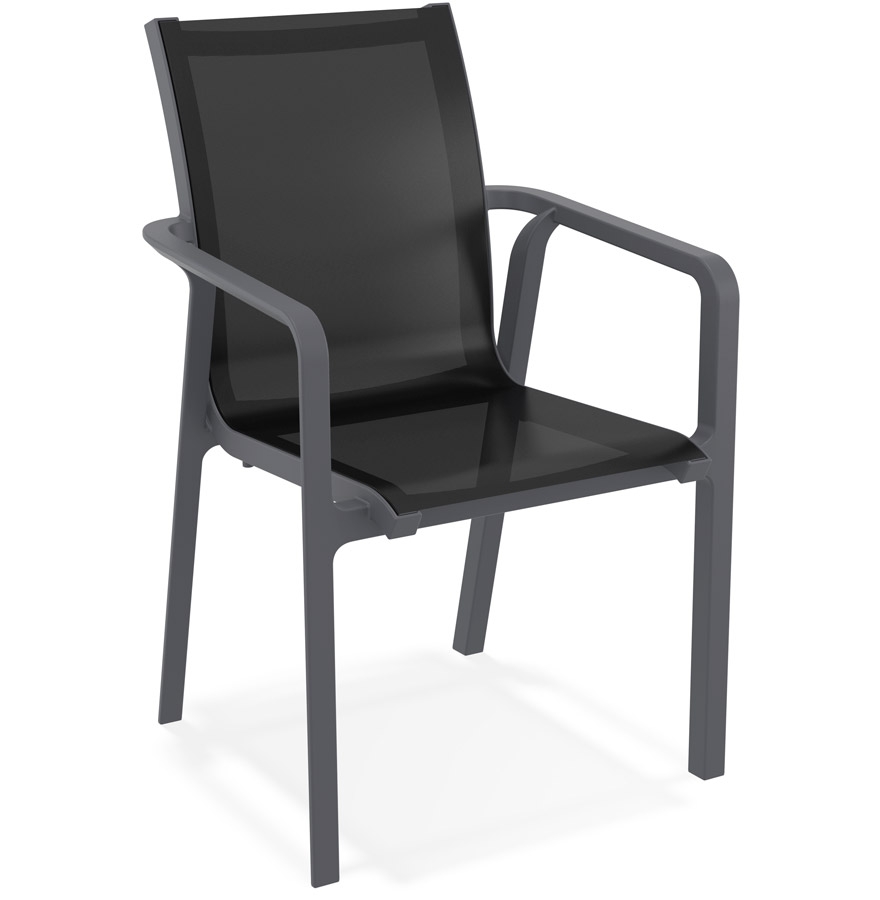 Chaise de jardin avec accoudoirs 'CINDY' en matière plastique grise empilable vue1