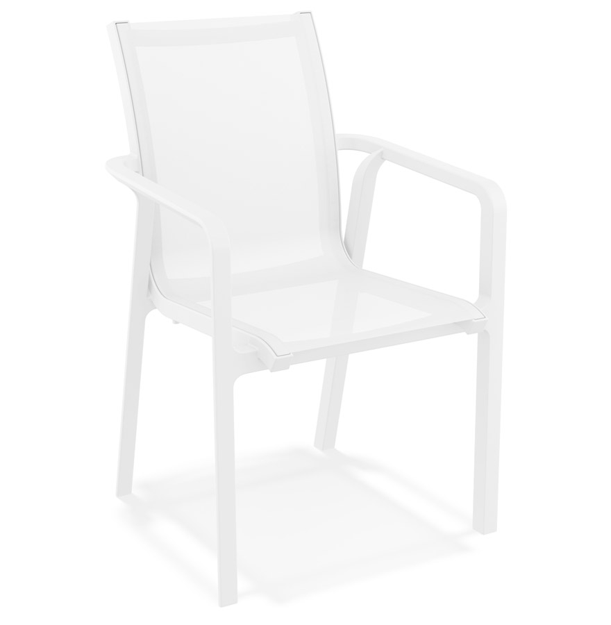 Chaise de jardin avec accoudoirs 'CINDY' en matière plastique blanche empilable vue1