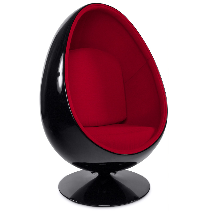 fauteuil oeuf 'cocoon' noir et rouge