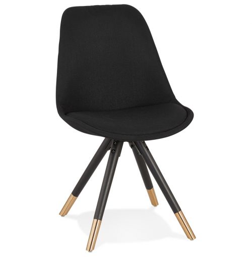 Chaise vintage 'POPI' en tissu et bois noir
