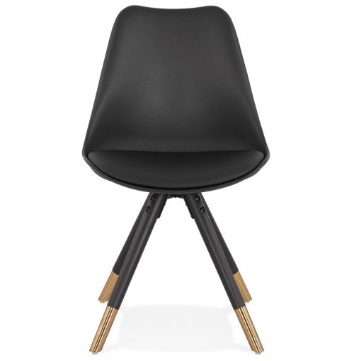 Chaise noire 'RADIO' avec pieds design finition dorée