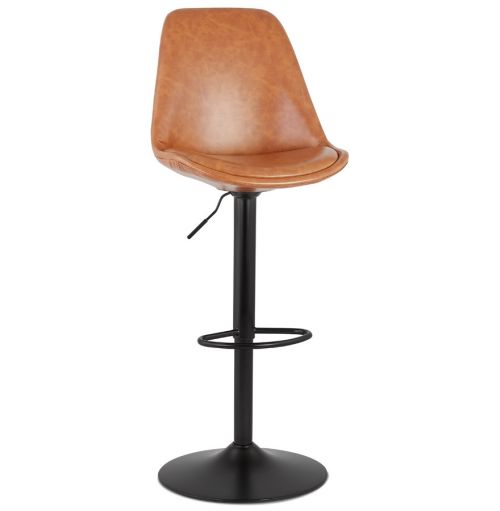 Tabouret réglable 'RODEO' en matière synthétique brune et pied noir