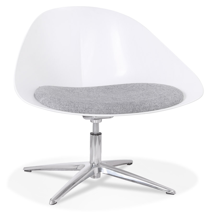 Chaise lounge design 'DAPHNE' en matière plastique blanche et tissu gris vue1