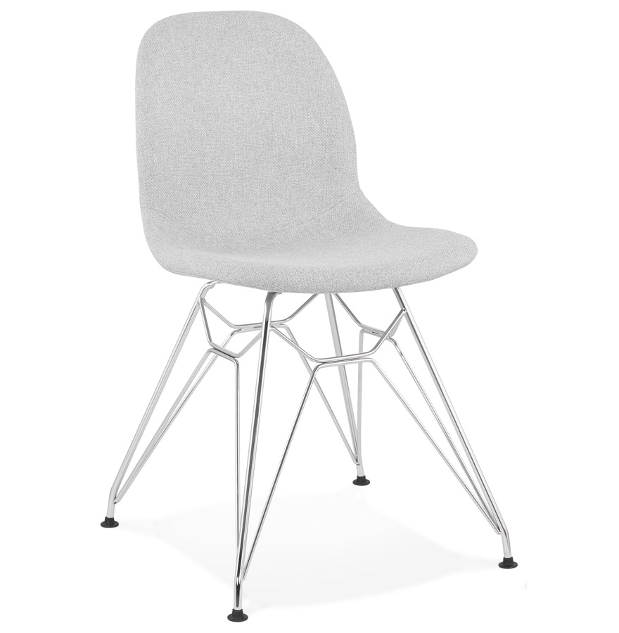 Chaise design 'DECLIK' grise claire avec pieds en métal chromé vue1