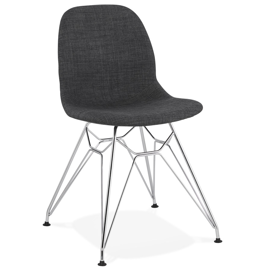Chaise design 'DECLIK' gris foncé avec pieds en métal chromé vue1