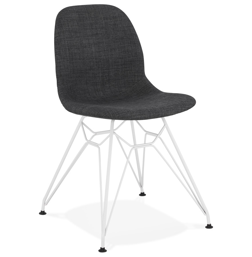 Chaise design 'DECLIK' gris foncé avec pieds en métal blanc vue1