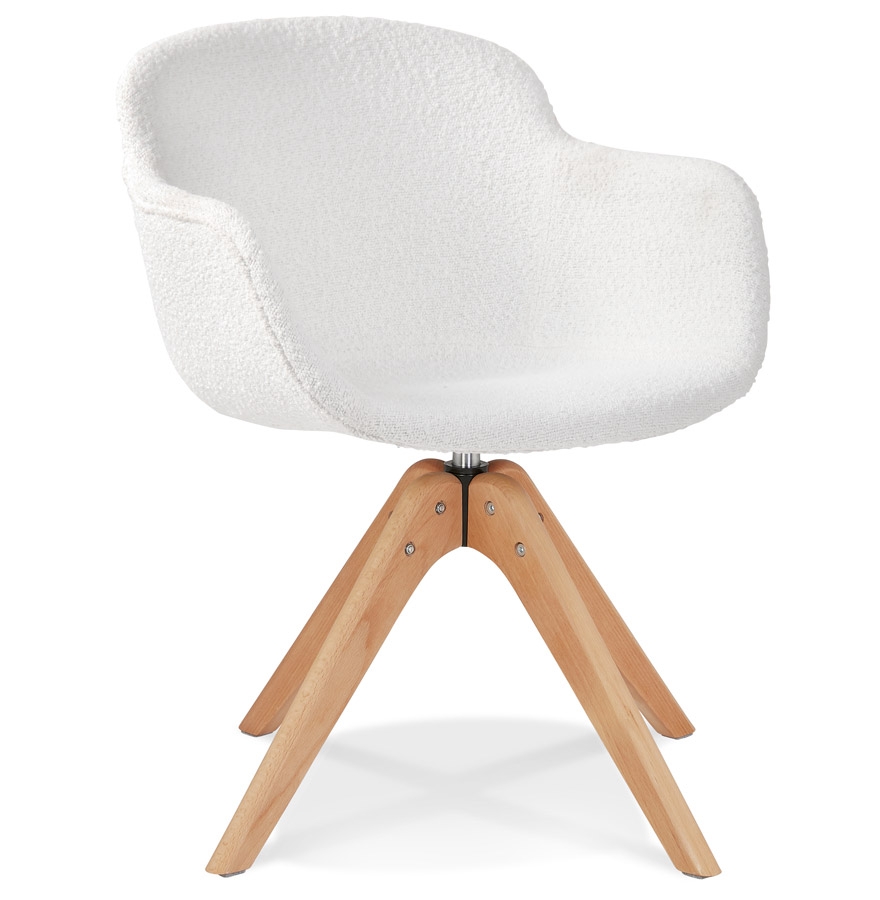 Chaise à accoudoirs style scandinave 'DESMA' en tissu bouclé blanc et bois naturel vue1