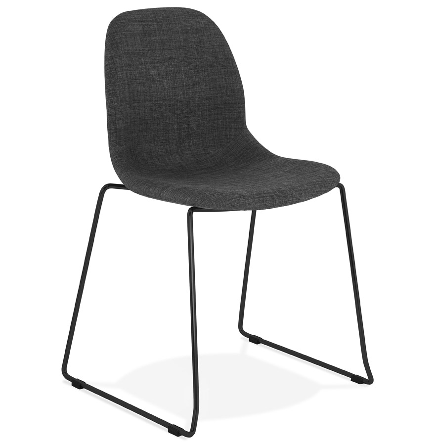 Chaise design 'DISTRIKT' en tissu gris foncé avec pieds en métal noir vue1
