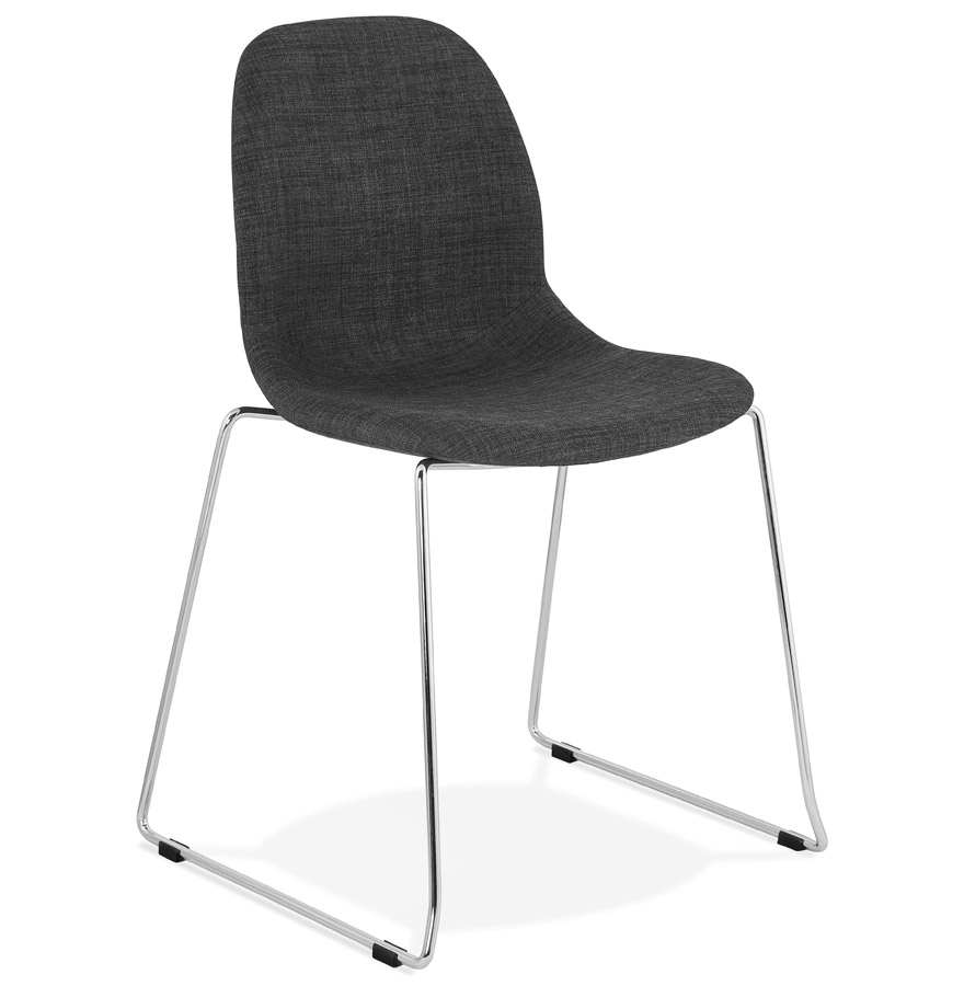 Chaise design 'DISTRIKT' en tissu gris foncé avec pieds en métal chromé vue1