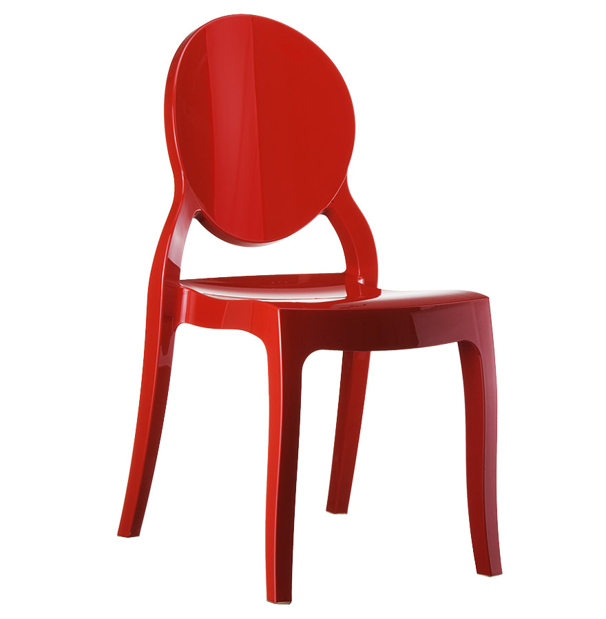 Chaise médaillon 'ELIZA' rouge en matière plastique vue1