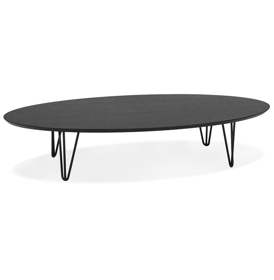 Grande table basse de salon 'ELYPSE' en bois et métal noir vue1