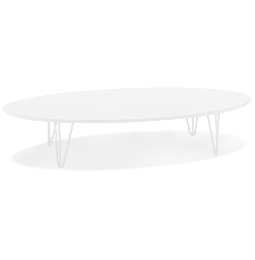 Grande table basse de salon 'ELYPSE' en bois et métal blanc vue1