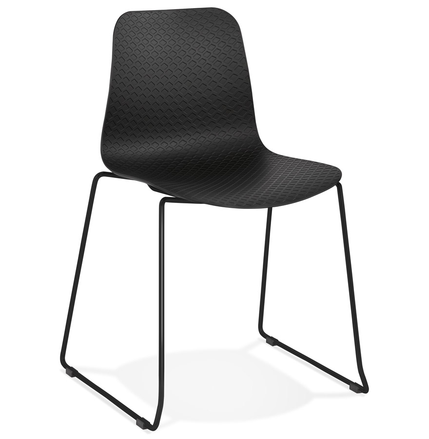 Chaise moderne 'EXPO' noire avec pieds en métal noir vue1