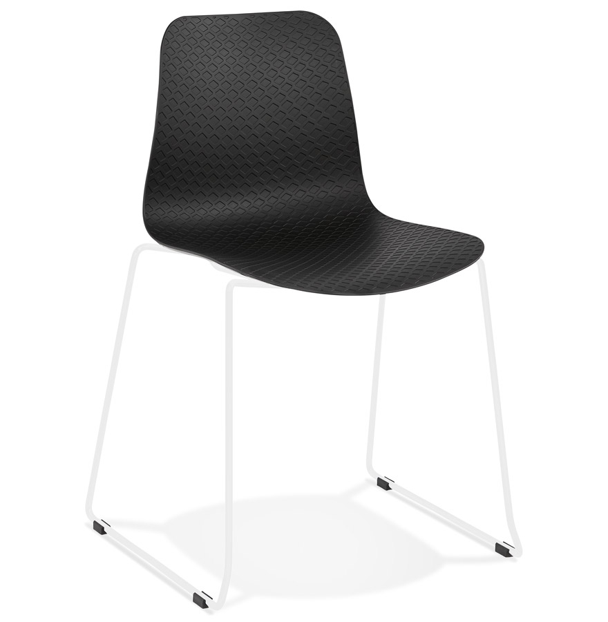 Chaise moderne 'EXPO' noire avec pieds en métal blanc vue1