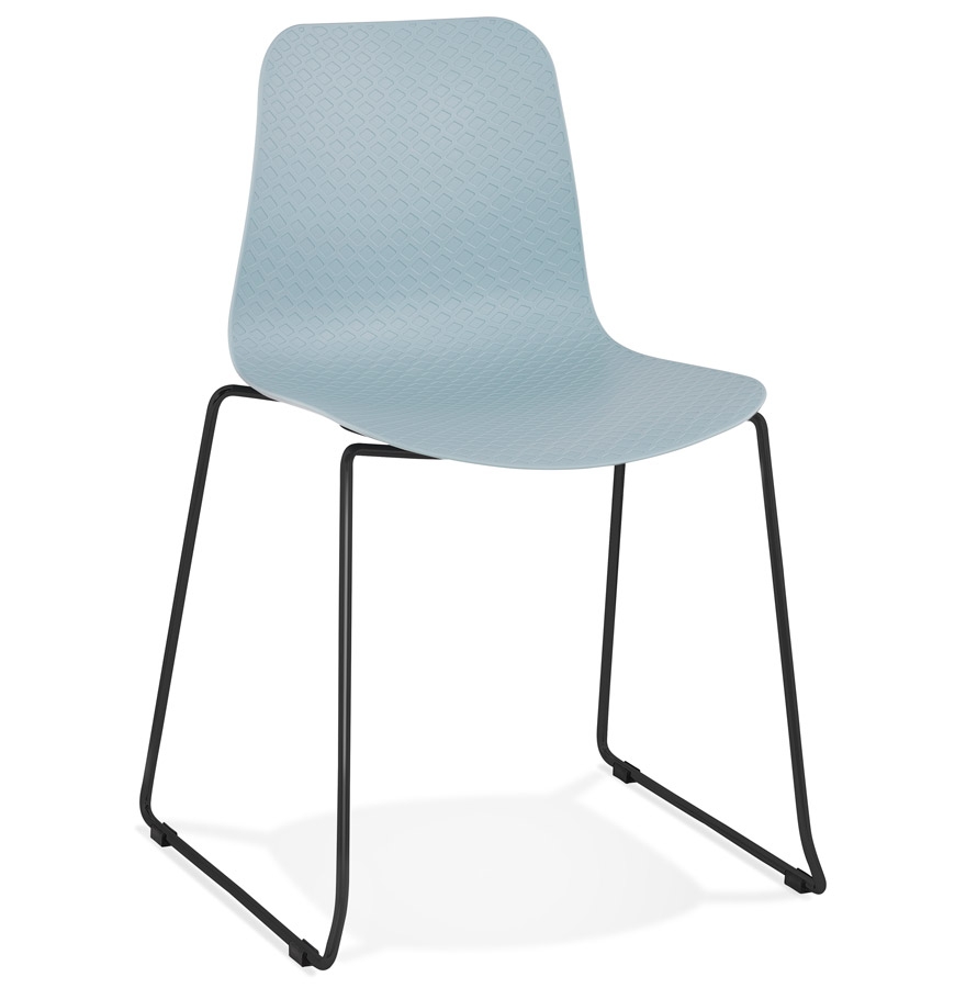 Chaise moderne 'EXPO' bleue avec pieds en métal noir vue1