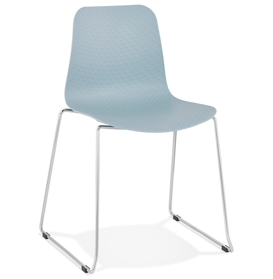 Chaise moderne 'EXPO' bleue avec pieds en métal chromé vue1