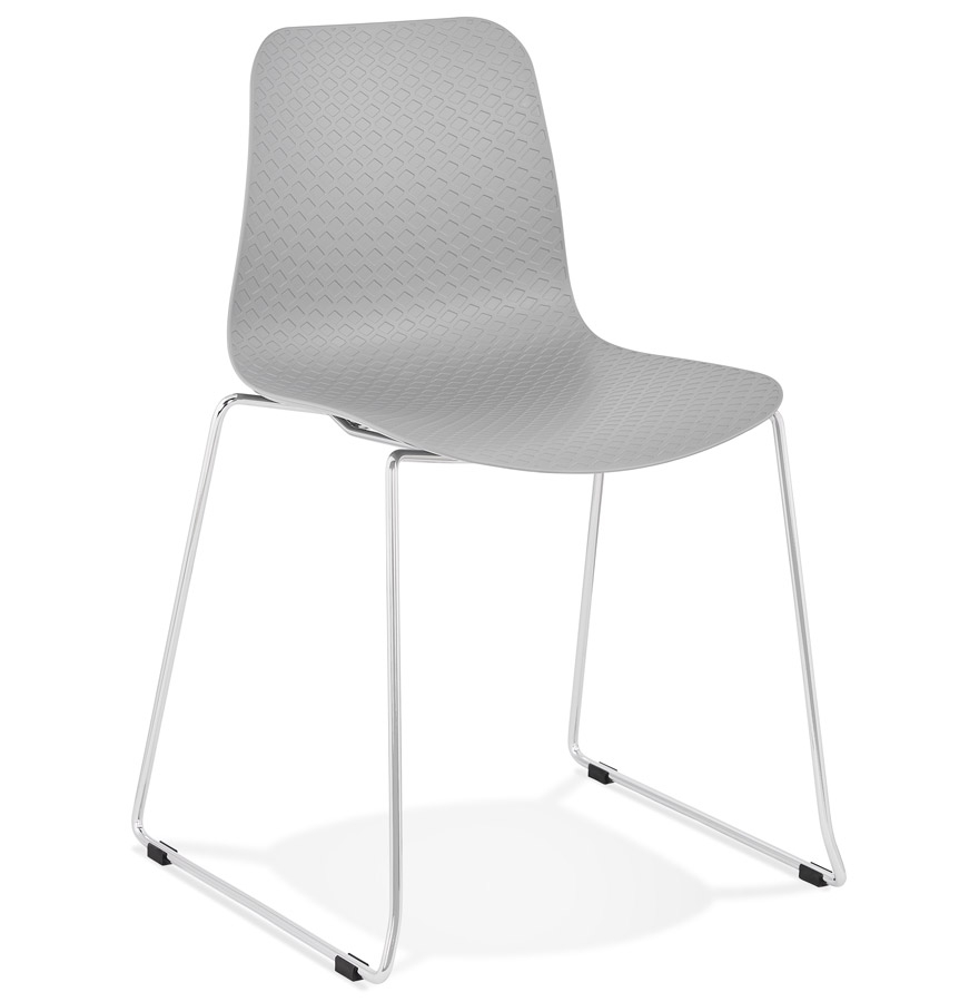 Chaise moderne 'EXPO' grise avec pieds en métal chromé vue1
