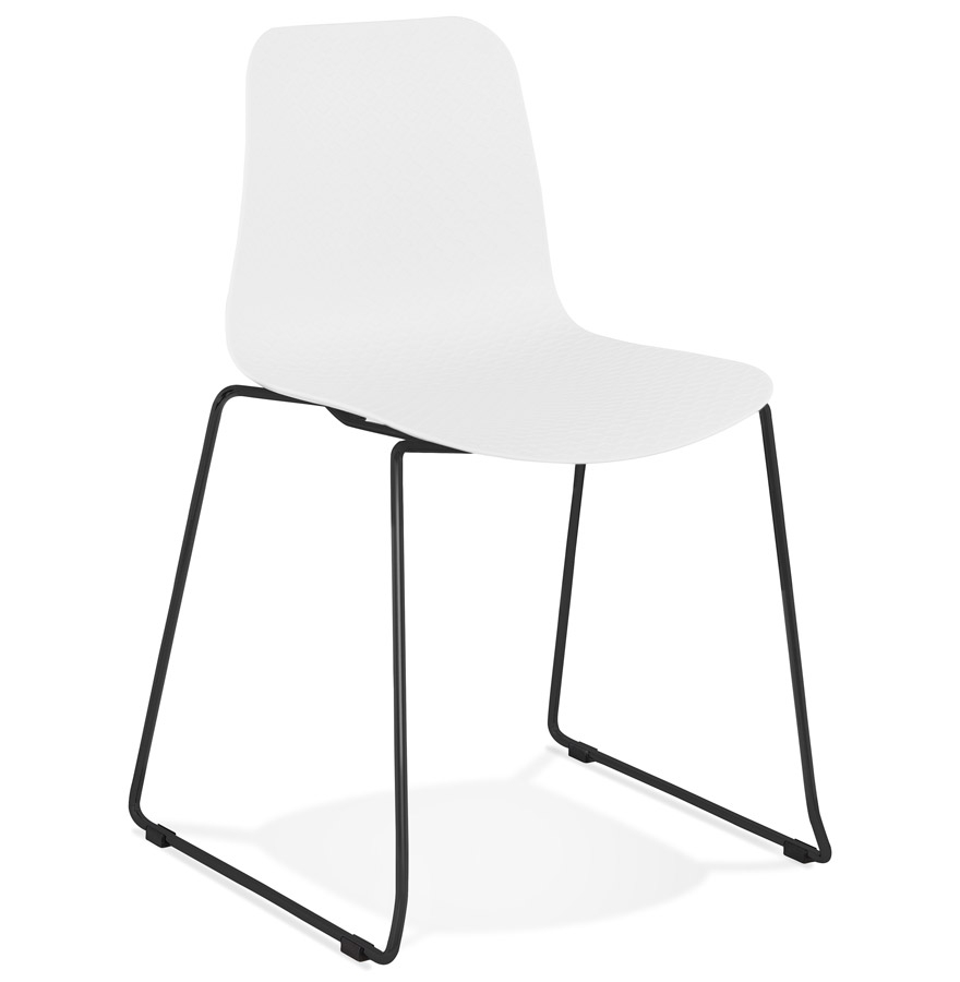 Chaise moderne 'EXPO' blanche avec pieds en métal noir vue1