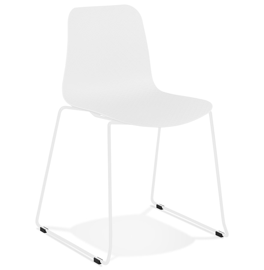 Chaise moderne 'EXPO' blanche avec pieds en métal blanc vue1