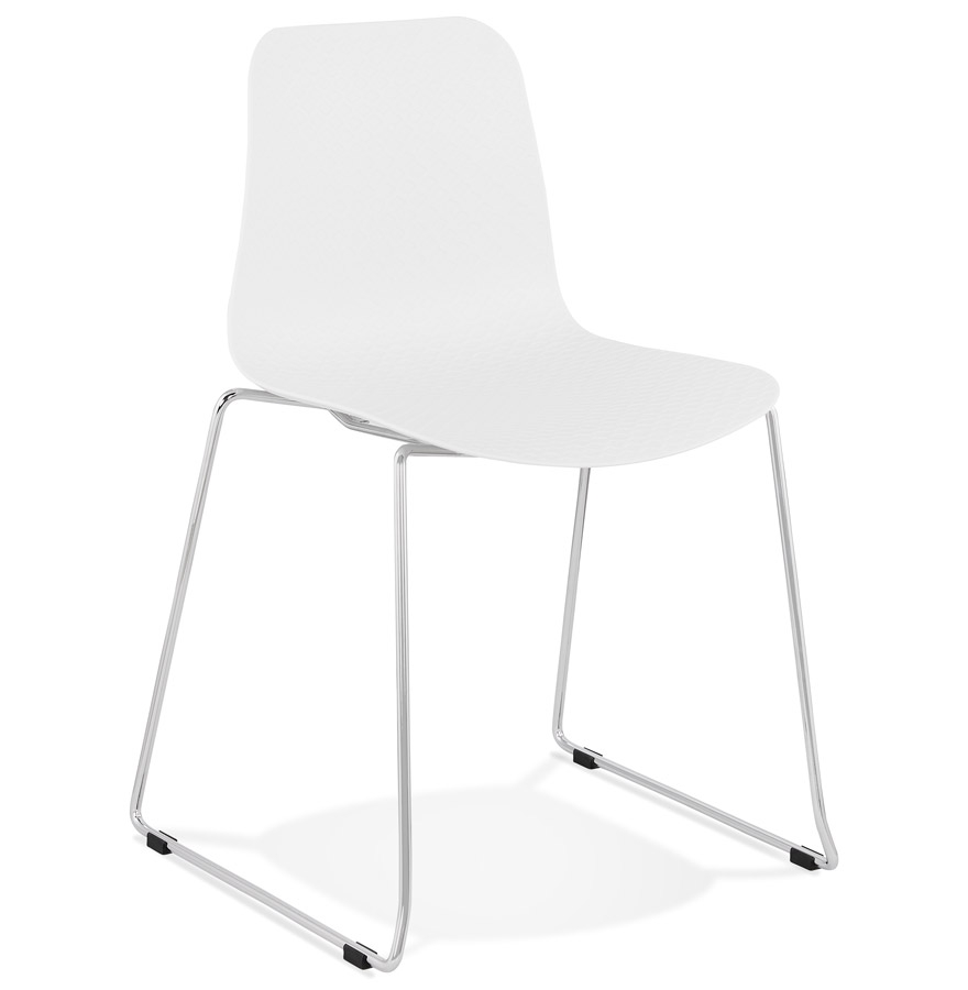 Chaise moderne 'EXPO' blanche avec pieds en métal chromé vue1