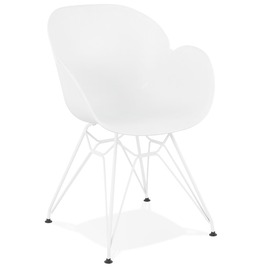 Chaise moderne 'FIDJI' blanche avec pieds en métal blanc vue1